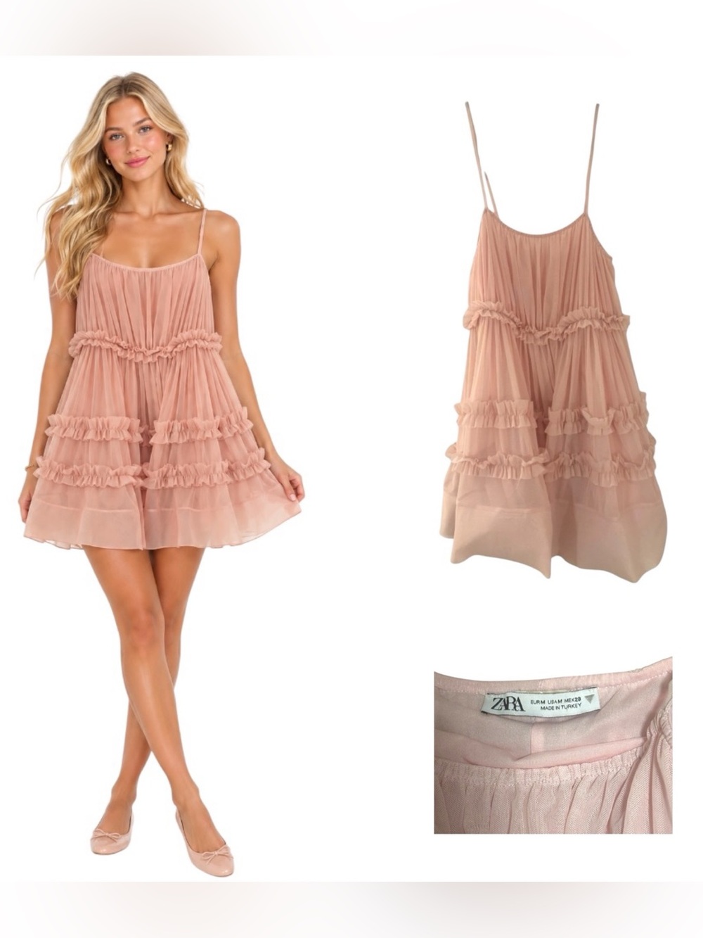Zara Ruffled Tulle Slip Dress